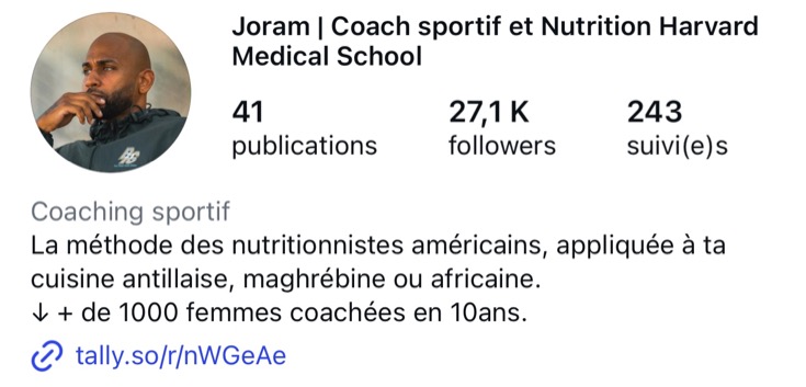 Profil Instagram de Joram aujourd'hui : 27,1 k abonnés