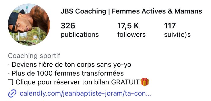 Profil Instagram de Joram au départ : 326 publications, 17,5 k abonnés